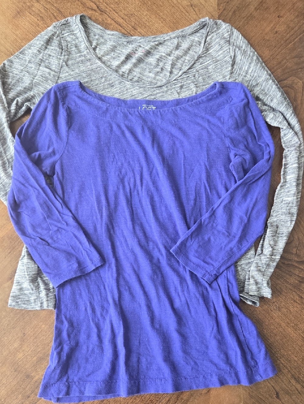 2 LOFT Violet Boatneck Long Sleeve Tee